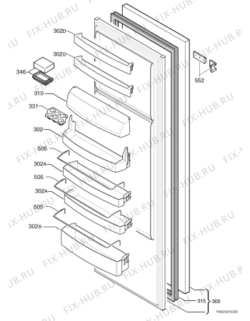 Взрыв-схема холодильника Juno Electrolux JKI8488 - Схема узла Door 003